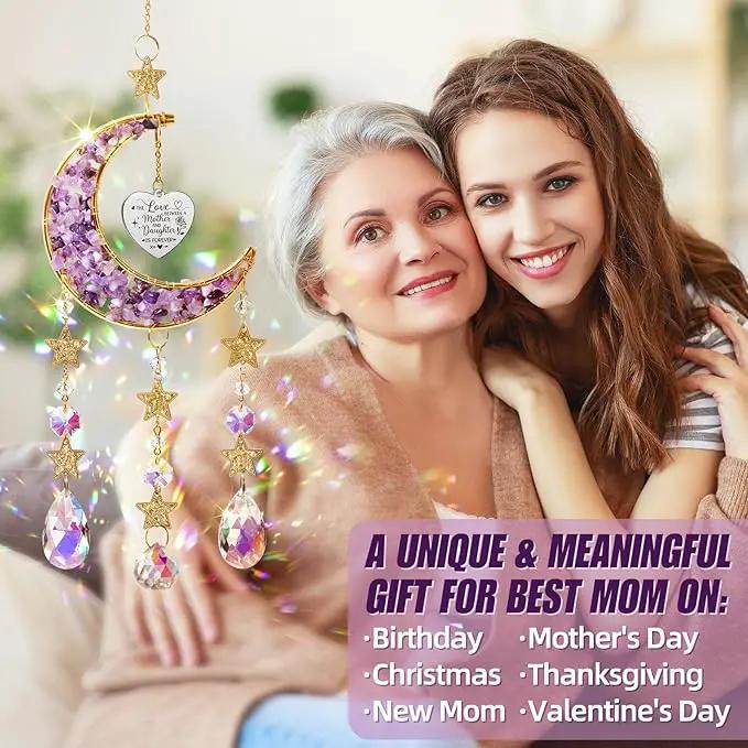Best Mom Gifts, from Daughter Kids, Mom Birthday Gifts for Mother-in-Law Christmas Mom Gift-Mom Moon Crystal Suncatcher for Indoor Window Hanging Decor New Mom Gifts for Women Wife by GreenHaven Gardens