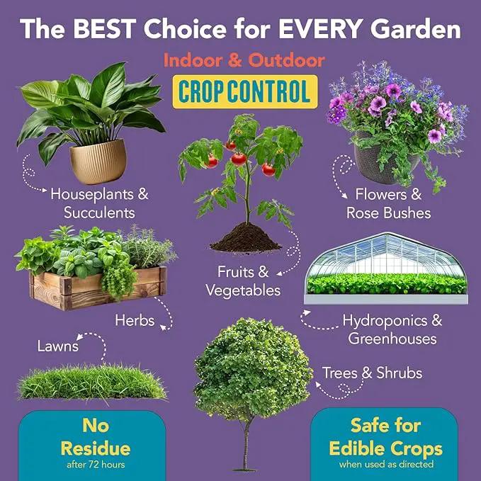 Trifecta Crop Control Insecticidal Soap for Plants | All Natural Fungicide for Plants | Spider Mite Killer Indoor Plants, Food Safe Commercial Grade Pesticide, Herbicide, Spider Mites Spray for Plants by GreenHaven Gardens