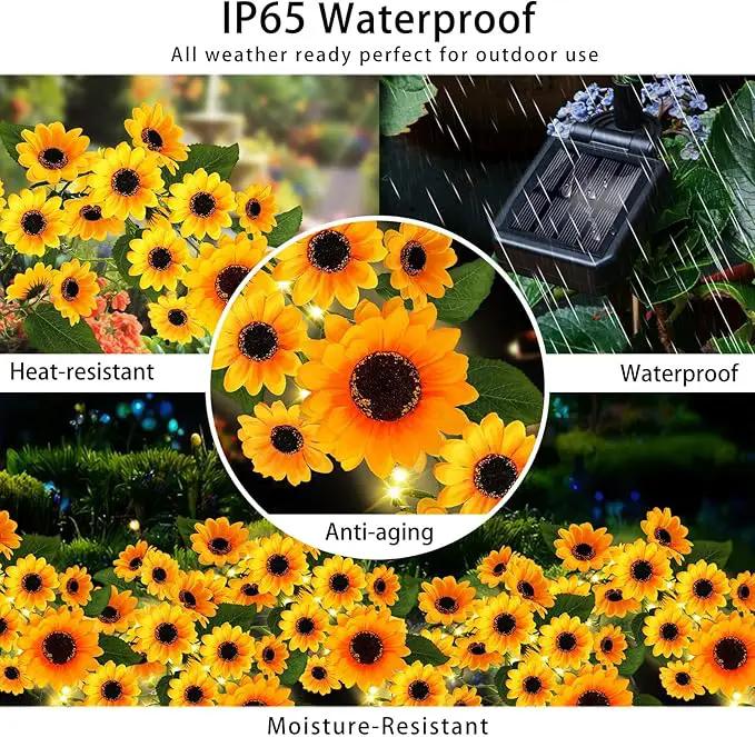 Solar Garden Lights Outdoor, 4 Pack Sunflower Lights with 92 Lifelike Sunflower, Waterproof 360 Bright LED Fall Garden Decor Solar Flowers for Patio Flowerbed Yard, Gift for Mom by GreenHaven Gardens