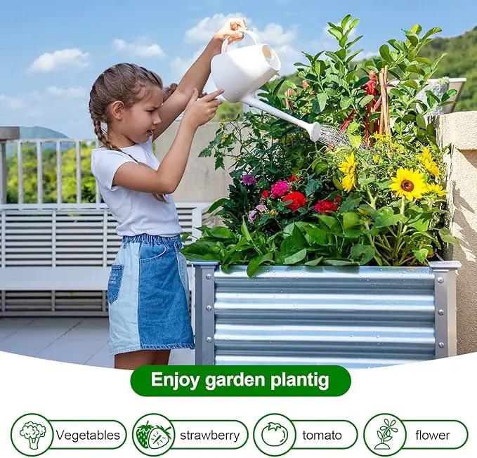 Land Guard Galvanized Raised Garden Bed with Legs, 48×24×32in Large Metal Elevated Raised Planter Box with Drainage Holes for Backyard, Patio, Balcony, 400lb Capacity by GreenHaven Gardens