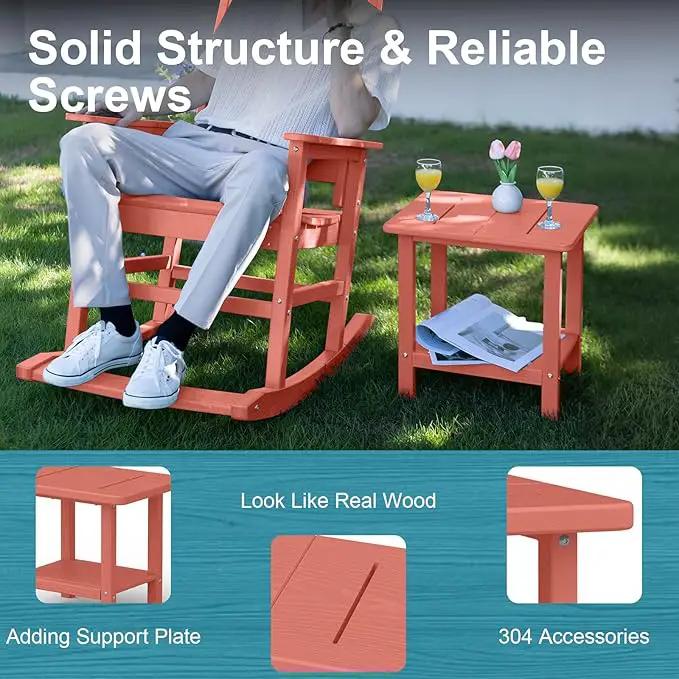 Outdoor Side Table - 2-Tier Storage All Weather Outdoor End Table for Patio - HDPE Morden Easy Maintenance Adirondack Side Table for Pool Porch Balcony Garden Lawn Backyard Outside Indoor by GreenHaven Gardens