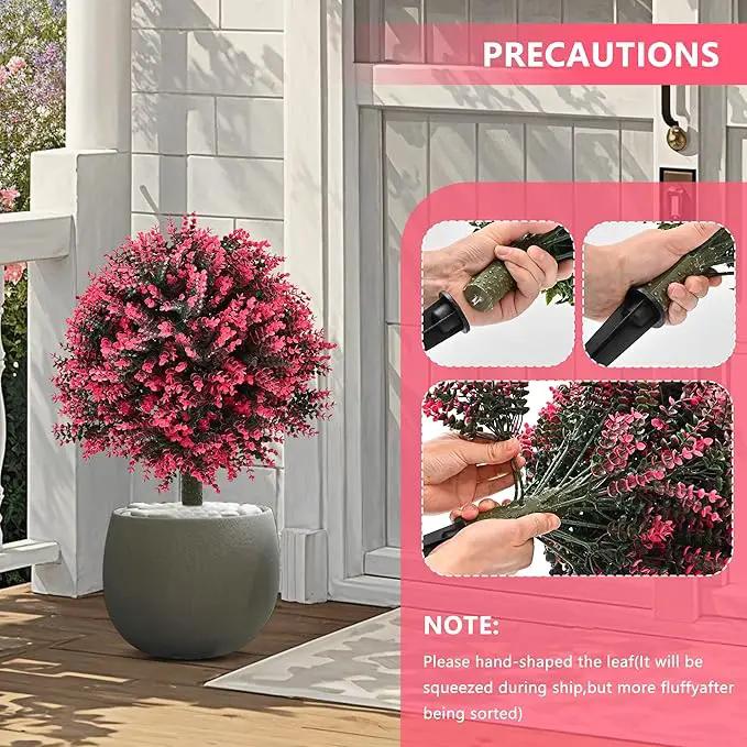 28" Set of 2 Artificial Boxwood Topiary Ball Bush for Outdoor with Ground Spike, UV Resistant Faux Greenery Shrubs, Fake Rose&Green Boxwood Plants for Garden, Yard, Porch, Patio Decor by GreenHaven Gardens