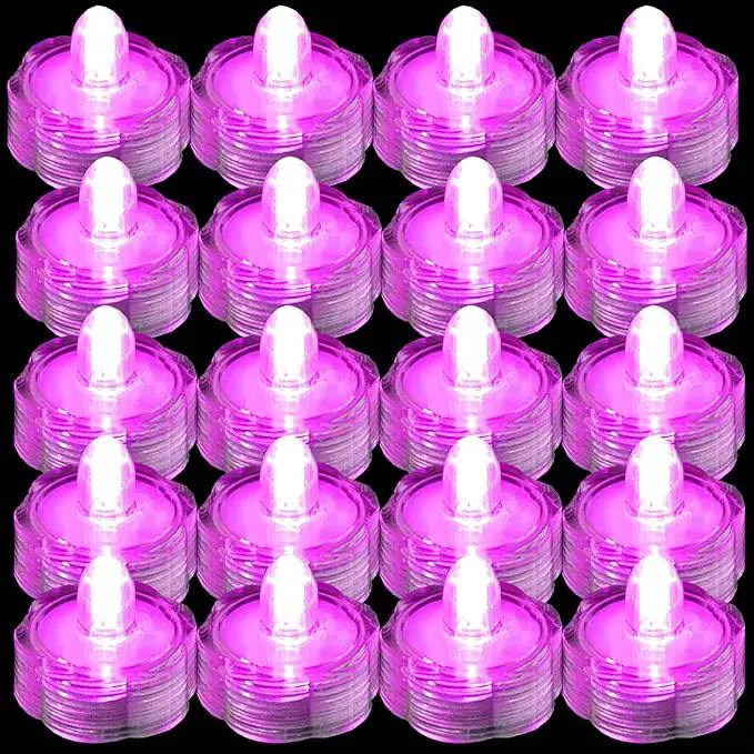 Bright LED Floral Tea Light Vase Submersible Lights for Party Wedding (Pink, 20 Pack) by GreenHaven Gardens