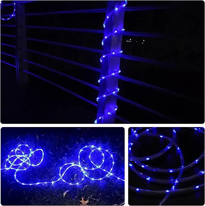 LED Rope Lights for Outside, 20Ft 360°Blue Solar Rope Lights Outdoor Waterproof, 86 LEDs 110V 8 Modes Remote Control Timer Christmas Rope Lights for Party Holiday Garden Decoration (Blue) by GreenHaven Gardens