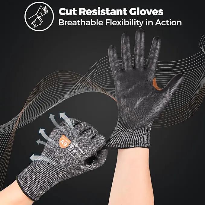 Donfri 3 Pairs A9 Cut Resistant Work Gloves for Men - Steel + HPPE Hybrid Safety Gloves for Men, ANSI Cut Level 9 Protection Flexible for Metal Glass Wood Construction Fishing by GreenHaven Gardens