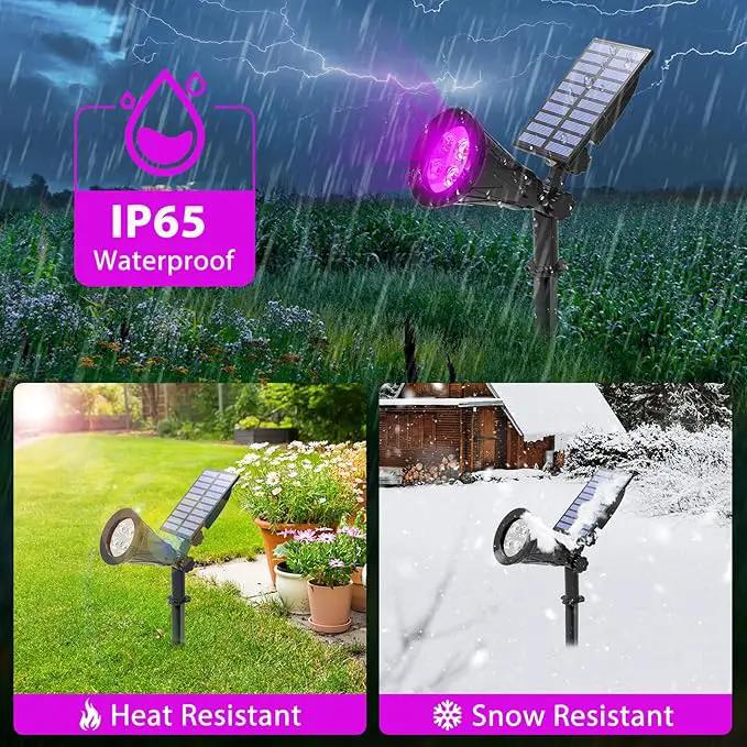 T-SUN Solar Spotlights, 4 LED Solar Waterproof Outdoor Landscape Lights, Auto-on/Auto-Off by Day, 180 Angle Adjustable for Tree, Patio, Yard, Garden, Driveway, Stairs, Pool Area(Purple-1Pack) by GreenHaven Gardens