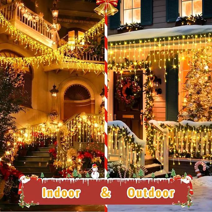 Christmas Lights 640 LED 65 FT Christmas Lights Outdoor with 120 Drops Plug in 8 Modes Christmas Decorations Curtain Fairy Lights for Wedding Party Holiday Bedroom Garden Patio Indoor (Warm White) by GreenHaven Gardens