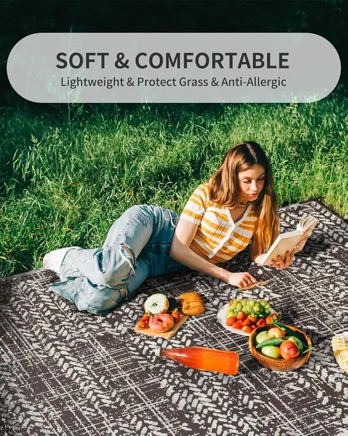 MontVoo Outdoor Rug Waterproof-Patio Rug Mat 5x8 Outdoor Carpet Reversible RV Camping Picnic Plastic Straw Rug Outside Outdoor Area Rug for Balcony Deck Backyard Patio Decor Boho Modern-Brown by GreenHaven Gardens