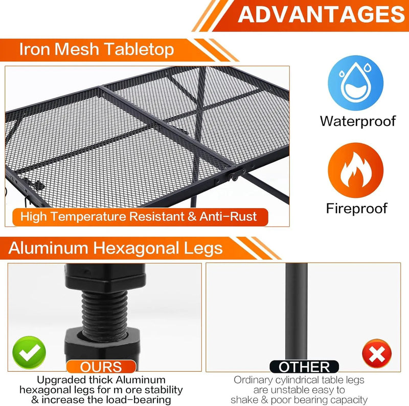 Outdoor Grill Camping Folding Table 3 Ft, Aluminium Picnic Table - Portable, Lightweight, Compact & Height Adjustable Collapsible Patio BBQ Garden Table by GreenHaven Gardens