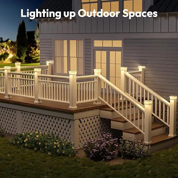 NIORSUN Solar Post Cap Lights Outdoor, 2 Modes LED, Deck Fence Post Solar Lights for 3.5x3.5 4x4 5x5 Caps Patio Garden Decoration, Warm White/Cool White Lighting White 4 Pack by GreenHaven Gardens