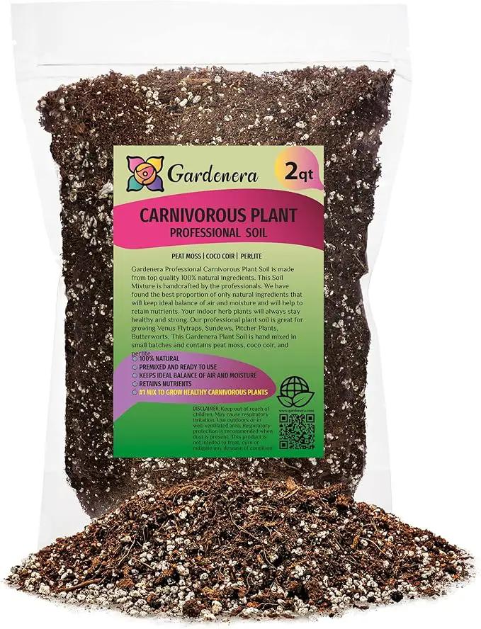 Professional Carnivorous Plant Soil - Ready to Use for Venus Flytraps, Sundews, Pitcher Plants, Butterworts | Peat Moss, Coco Coir, Perlite - 2 Quart Bag by GreenHaven Gardens