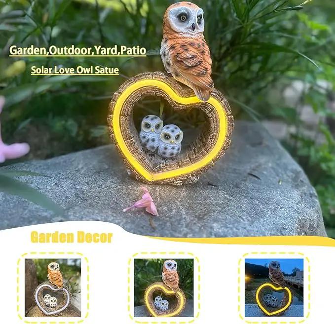 Solar Outdoor Garden Statue, Garden Decor Waterproof Solar Owl Lights for Outside Yards, Art Lawns,Christmas,Home Decor,Birthday Gifts for Women Mom(Love Owl) by GreenHaven Gardens