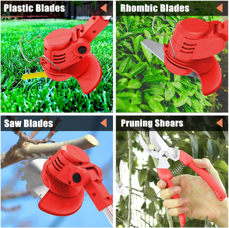 Cordless Weed Wacker Eater Battery Powered, 21V Electric Weed Trimmer with 2 Battery Operated & Charger & Wheels & Shears, 3 in 1 Lightweight No-String Grass Trimmer/Brush Cutter/Lawn Edger for Garden by GreenHaven Gardens