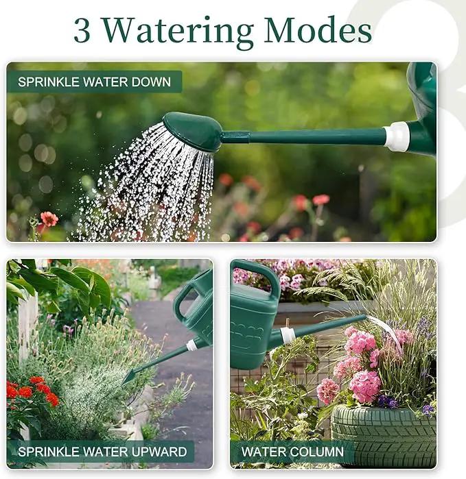 2 Gallon Watering Can for Outdoor Plants with Removable Long Spout and Stainless Steel Sprinkler Head, Large Plastic Watering Can for Garden Flowers Plants by GreenHaven Gardens