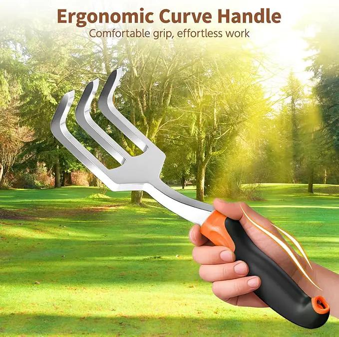 LASZOLA 3 Piece Garden Tool Set Include Hand Trowel Rake and Transplant Shovel for Women, Indoor Heavy Duty Small Spade Kit with Ergonomic Handle to Weed and Loosen, for Mom and Plant Beginner, Orange by GreenHaven Gardens