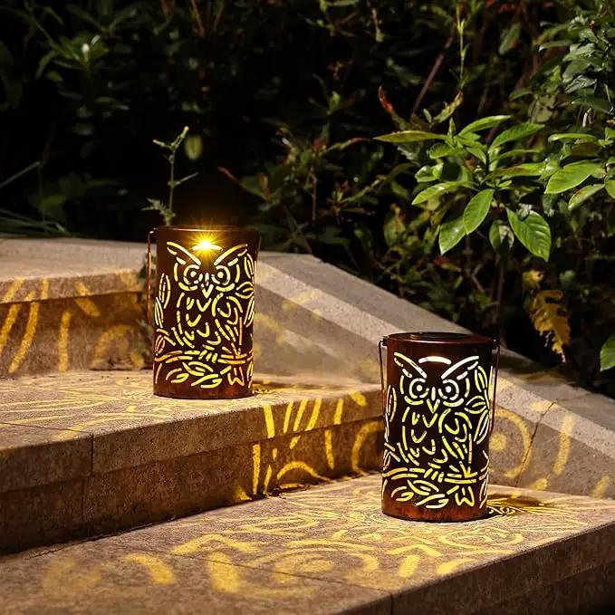 Outdoor Solar Lanterns ,Owls Projection Patterned Outdoor Lanterns with Handles LED Solar Light Outdoor Waterproof Garden Lights for Garden，Yard, Table, Pathway(2 /Bronze) by GreenHaven Gardens