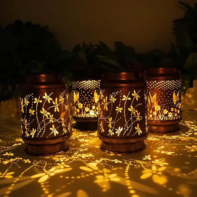 4 Packs Dragonfly&Hummingbird Solar Lantern Lights Outdoor Decor, Hanging Metal Decorations Waterproof with LED Light, Landscape Lights for Garden Patio Yard Lawn Backyard Front Porch by GreenHaven Gardens