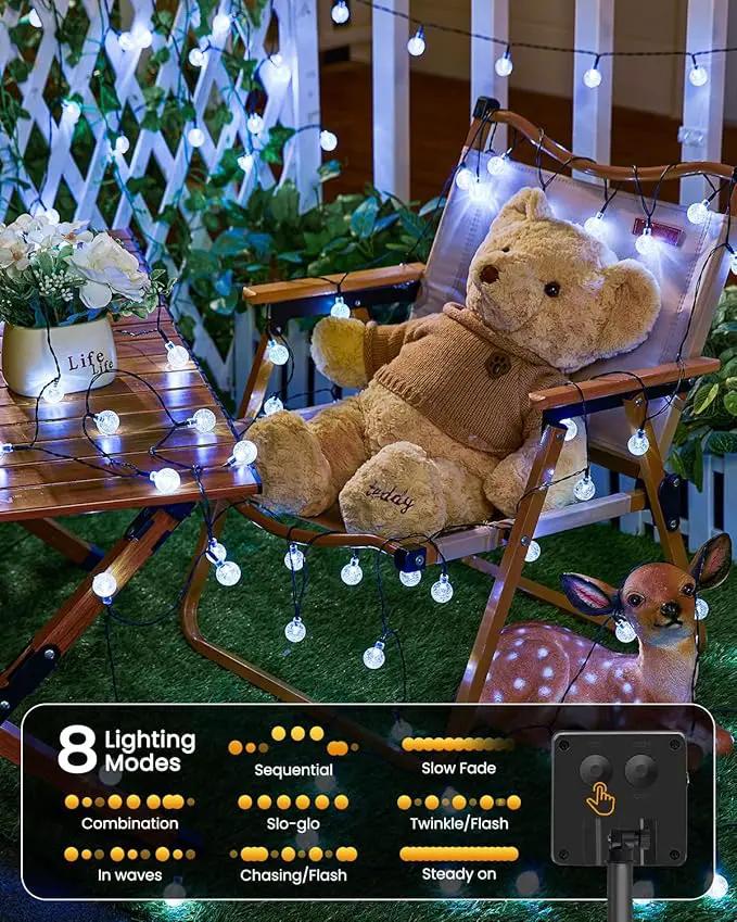 Brightown 2-Pack 120 LED 72 FT Solar String Lights Outdoor, Crystal Globe Lights with 8 Lighting Modes, Waterproof Solar Powered Patio Lights for Garden Yard Porch Wedding Party Decor (Pure White) by GreenHaven Gardens
