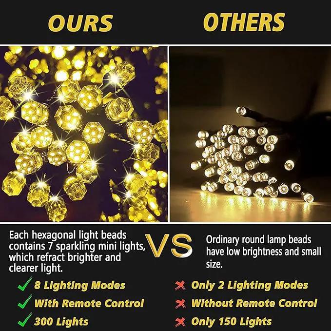Solar String Lights Outdoor,115 Ft 300 LED Solar Christmas Lights with Remote,8 Modes Waterproof Patio Lights for Christmas Tree Patio Yard Garden Party Decor (Warm White) by GreenHaven Gardens