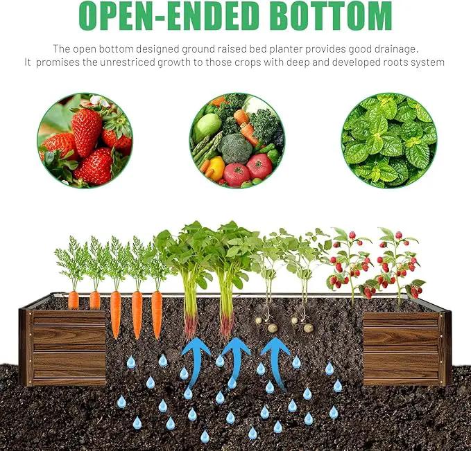 SnugNiture 2 Pcs 8x4x1FT Raised Garden Bed Galvanized Planter Garden Boxes Outdoor, Deep Root Planter Raised Bed for Vegetables Flowers Herbs,Brown by GreenHaven Gardens