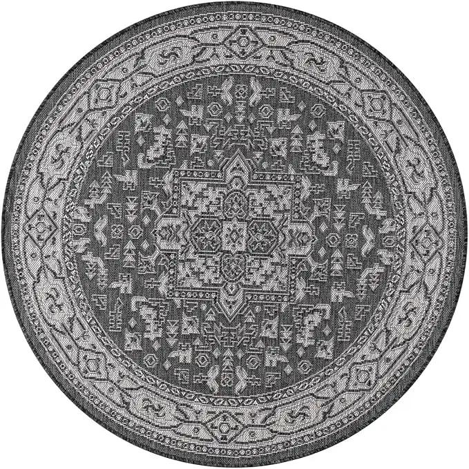 Keen Home Design Terrace Outdoor Round Rug - 5ft Round Washable Indoor/Outdoor Rug for Patio, Kitchen, Balcony, Beach, Garden, Deck and Porch, Size: 5'3" Round by GreenHaven Gardens