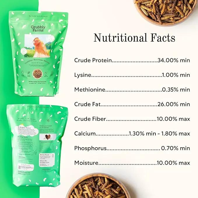Grubblies - Black Soldier Fly Larvae for Chickens - Chicken Treats Grown in The US and Canada - for Strong Eggshells and Healthy Feathers - Grubblies Hometown Harvest 1LB by GreenHaven Gardens