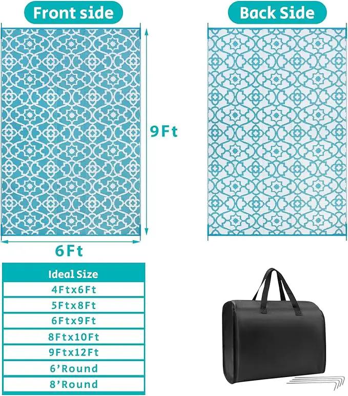 HEBE Outdoor Rug Waterproof 6x9, Plastic Straw Rug Camping Rug, Reversible Outdoor Patio Rugs RV Mat Clearance, Indoor Outside Floor Carpet for Porch,Deck,Camper,Balcony,Backyard by GreenHaven Gardens