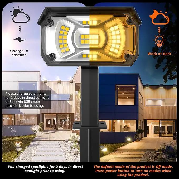 3 Brightness Modes Solar Outdoor Lights, 360 Degree Adjustable Lighting Angle with 40 LED's, Spotlights Outdoor Waterproof Auto On or Off Solar Garden Lights 8 Pack by GreenHaven Gardens