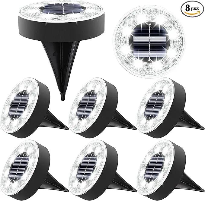 Joomer Solar Ground Lights, 8 Pack 8 LED Solar Lights Outdoor Waterproof IP68 Solar Disc Lights In-Ground Landscape Lighting Outdoor Lights for Patio Pathway Lawn Yard Driveway Walkway (White) by GreenHaven Gardens