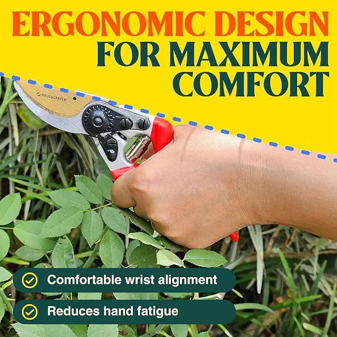 Haus & Garten EnduroPRO Ergonomic Bypass Pruners - Professional Titanium Garden Shears - Heavy Duty Hand Pruning Scissor, Tree Trimmer, Gardening Tool, Branch, Hedge, Rose, Shrub & Bush Clippers by GreenHaven Gardens