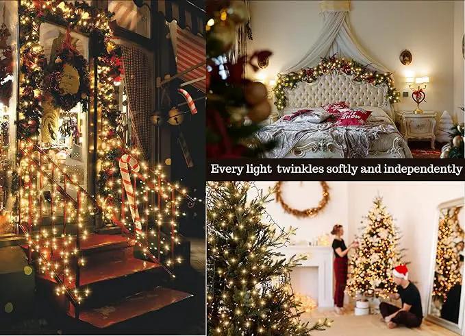 Soft Magic Twinkle Christmas String Lights 100 LED (Warm White) 36 FT, Plug in, Connectable Waterproof Green Wire, Decorations Indoor Outdoor Patio Yard Garden Wedding by GreenHaven Gardens