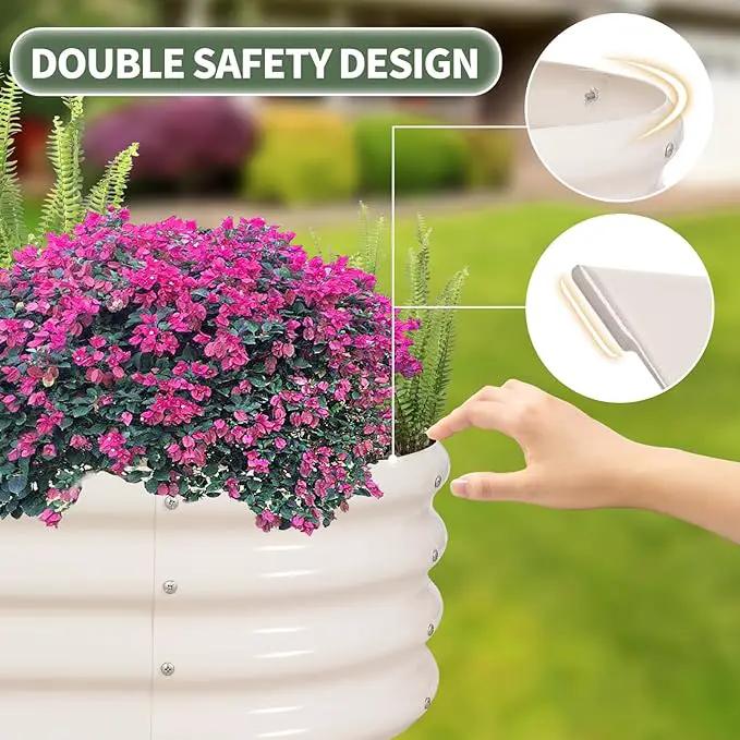 1MORE Galvanized Raised Garden Bed- Planter Garden Boxes Outdoor, Raised Beds for Gardening, 4x2x1ft Metal Garden Bed Kit for Vegetables Flower, Planter Raised Beds with Tools.White-2pack by GreenHaven Gardens