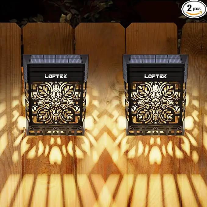 LOFTEK Solar Deck Lights, 2 Pack Solar Fence Lights, Outdoor Garden Decorative Light, Dusk to Dawn, Waterproof, Fence Post Wall Light for Railing, Patio, Pool, Backyard, Stair, Step, Warm White by GreenHaven Gardens