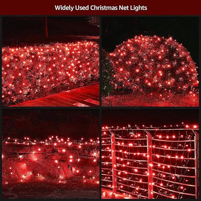 Led Christmas Net Lights Outdoor Christmas Decorations 120Led 6Ftx4Ft Connectable Waterptoof Mesh Net Lights for Trees Bushes Wedding Garden Outdoor Christmas Decorations (Red) by GreenHaven Gardens