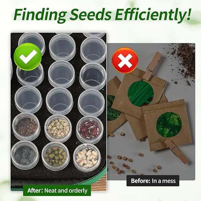 Seed Storage Box, Portable Seed Saving Box, Sturdy Seed Organizer Kit Seed Envelopes Funnel Label, Seed Container for Flower Plants Vegetable Seed, M-60 Slots by GreenHaven Gardens