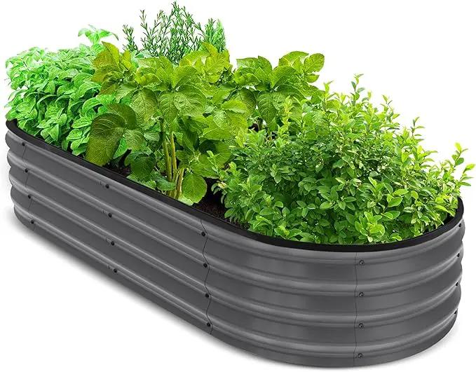 Utopia Home Galvanized Raised Garden Bed, 4 by 2 by 1 feet Lightweight Planter Boxes Outdoor with Easy Assembly, Large Garden Bed for Vegetables, Fruits, Flowers, Dark Grey by GreenHaven Gardens