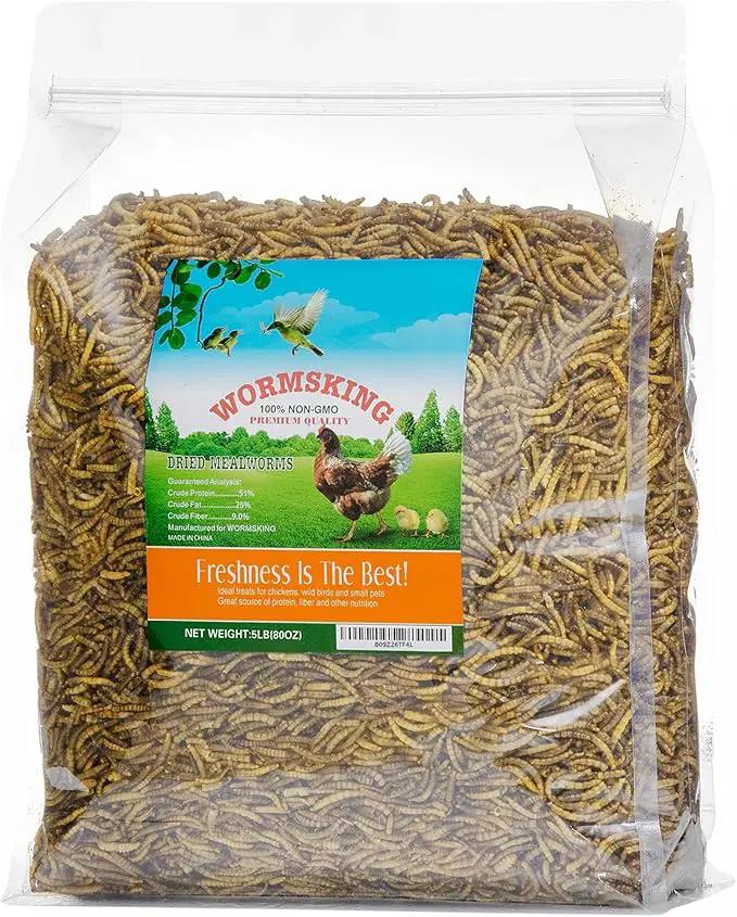 5LB Dried Mealworms, Great Treat for Chicken, Duck, Birds, Reptile, Hamster,Hedgehog, Pigeon by GreenHaven Gardens
