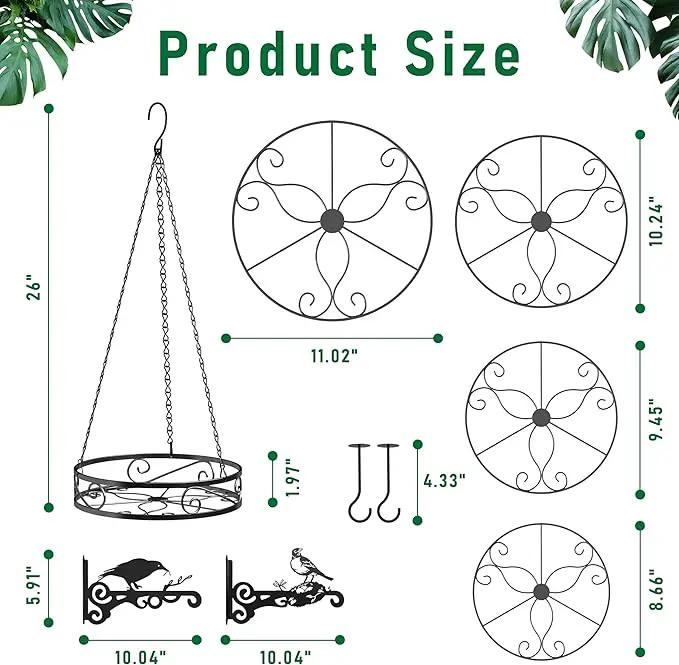 8-Pack Metal Hanging Planters for Indoor Plants - Heavy Duty Anti Rust 4 Hanging Plant Holder with 4 Bird Patterned Plant Hanger – Aesthetic Flower Pot Holder for an Instant Indoor and Outdoor Decor by GreenHaven Gardens