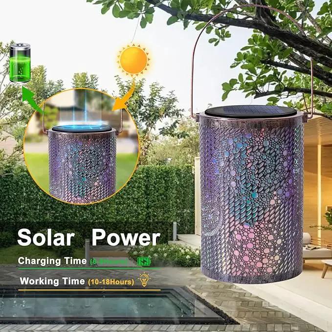 Solar-Powered Iron Art Lantern - Two Lighting Modes Waterproof Hanging Ambiance Lighting for Gardens & Patios, Perfect as Decorative Gift Housewarming Gift Mom Gifts (Bubble) by GreenHaven Gardens