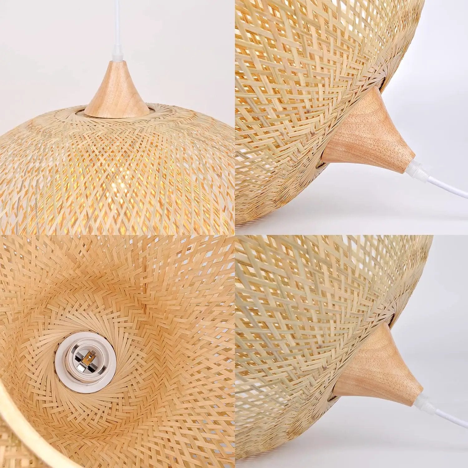 Arturesthome 23.6" Weaving Bamboo Pendant Light for Kitchen Island, Wicker Chandelier, Handmade Woven Hanging Ceiling Light Lampshade for Living Room Bedroom by GreenHaven Gardens