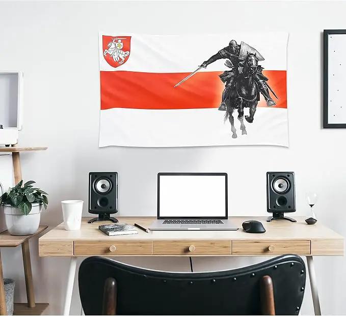 Belarus Knight Flag 3x5 Feet – Resistance Symbol with Knight On Horseback, Brass Grommets for Protests and Solidarity, Lightweight and Easy to Hang on Flagpoles, Built to Withstand Outdoor Conditions by GreenHaven Gardens