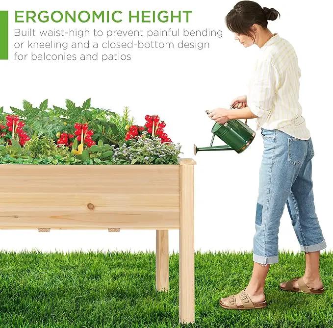 Best Choice Products 48x24x30in Raised Garden Bed, Elevated Wood Planter Box Stand for Backyard, Patio, Balcony w/Bed Liner, 200lb Capacity - Natural by GreenHaven Gardens