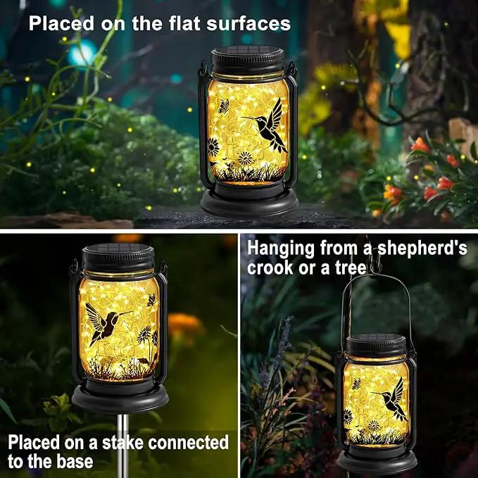 YJFWAL Hummingbird Solar Lanterns Outdoor Waterproof -Birthday, Mothers Day Gifts for Women Mom Grandma, Mason Jar Garden Lights for Patio, Yard, Porch, Balcony, Durable Garden Decor by GreenHaven Gardens