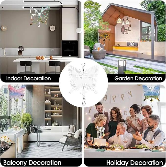 Sublimation Wind Spinner Blanks 8 Inch 4 Pack Wind Spinners Sublimation Blanks with Crystal Pendant Aluminum Metal Wind Spinners for Yard Garden Indoor Outdoor Window Porch Decoration（Butterfly by GreenHaven Gardens