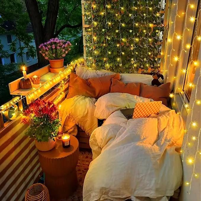 KNONEW Christmas String Lights Indoor Plug in,50FT 150LED Outdoor Waterproof Fairy Lights,8 Lighting Modes,Timer Memory Function for Bedroom Patio Balcony Party (Warm White) by GreenHaven Gardens