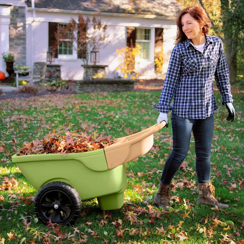Simplay3 Easy Haul Wheelbarrow with Garden Tool Storage Tray, Durable Heavy-Duty Plastic Wheelbarrow with Large Easy Turn Wheels - Green, Made in USA… by GreenHaven Gardens
