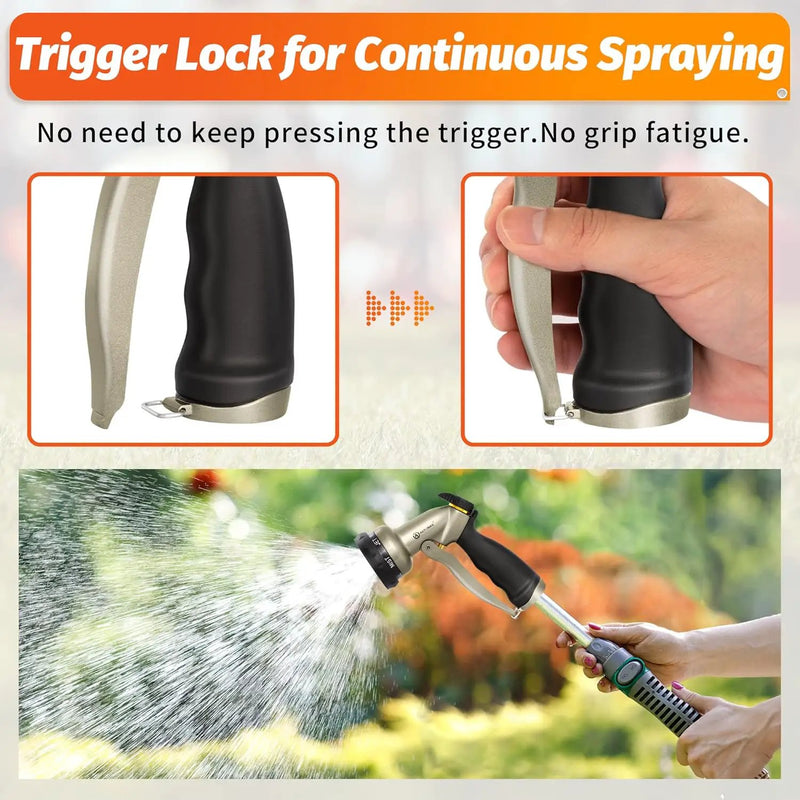 AUTOMAN Garden Hose Nozzle - 7 Patterns Sprayer, 100% Metal High Pressure Spray Nozzle, Labor-Saving Design, Heavy Duty Water Hose Nozzle for Garden Watering, Car Washing, Window Cleaning,Pets Bathing by GreenHaven Gardens