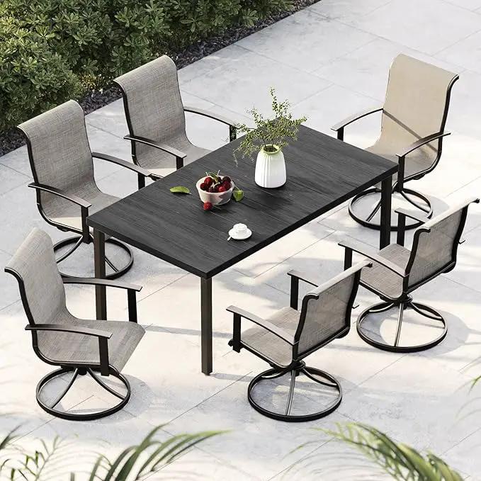 Grand patio Outdoor Swivel Dining Chairs 6-Piece Patio Dining Chair Set Mesh Sling Patio High Back Swivel Rockers, Mixed Coffee by GreenHaven Gardens