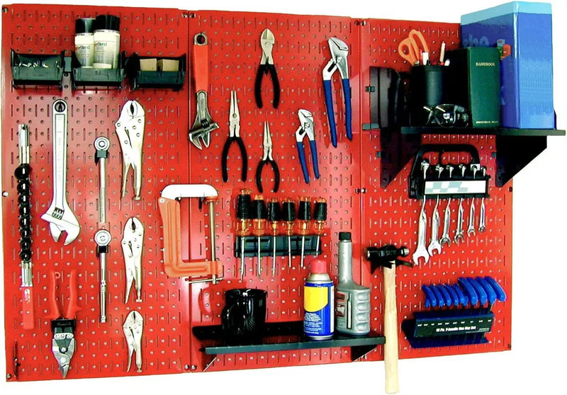 Wall Control 30-WRK-400RB Standard Workbench Metal Pegboard Tool Organizer,Red/Black by GreenHaven Gardens