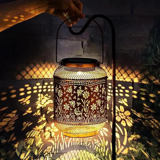 Solar Lanterns Outdoor Waterproof, Bee Garden Decor Hanging Lights, Metal Solar Lantern for Yard, Patio, Lawn, Pathway, Birthday & Gardening Gifts for Women, Mom, Grandma by GreenHaven Gardens